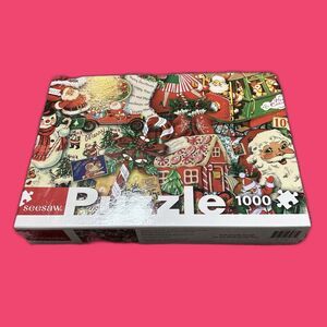 Seesaw Christmas Retro Santa Frosty Oh What Fun 1000pc Jigsaw Puzzle Collage Art